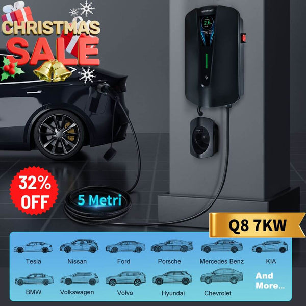 Christmas Sale - WADA POWER Q8 Wallbox 7KW Monofase, Corrente Regolabile per Auto Elettriche