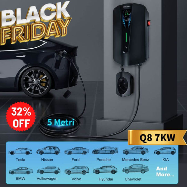 Black Friday Deal: WADA POWER 7KW Q8 EV Charger, Single Phase, Adjustable Current